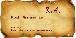 Koch Annamária névjegykártya
